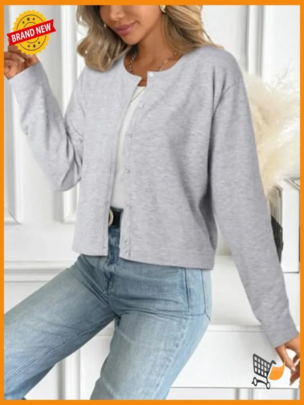 Cropped Cardigan Sweater Lightweight Bolero Shrug Button Down Long Sleeve